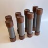 Complete set of eight luxury dumbbells. Handmade from black american walnut, stone composite and steel. Weights of 1lb, 2lb, 3lb and 4lb.