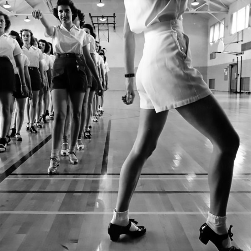 1940s women's physical education dance class